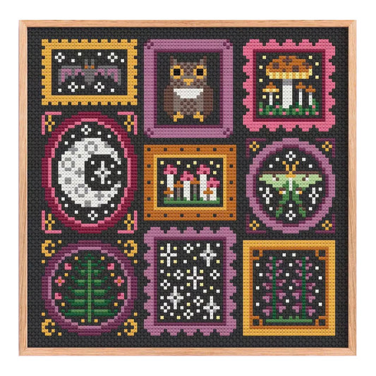 Una Buena Pieza Mini Frames Night Cross Stitch Pattern