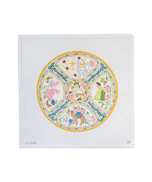 Initial K Studio Nativity Round Needlepoint Canvas