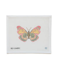 Initial K Studio Pink Green Butterfly Ornament Needlepoint Canvas