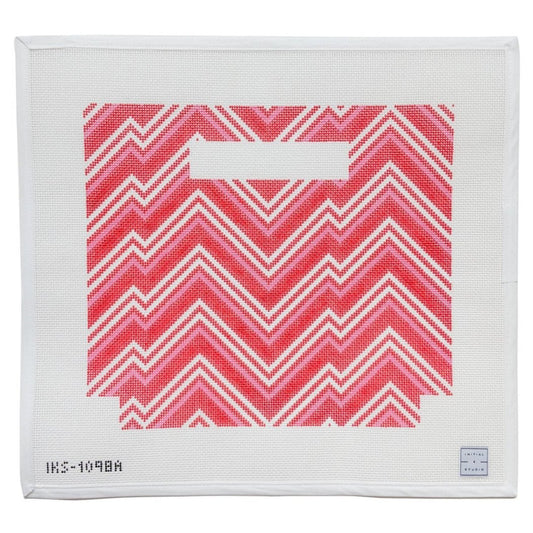 Initial K Studio Zag Large Clutch Needlepoint Canvas - Coral