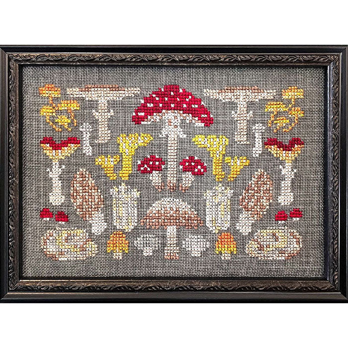 Ink Circles Arranging Mushrooms Cross Stitch Pattern