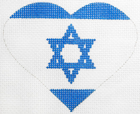 Pepperberry Designs Israel Flag Heart Needlepoint Canvas