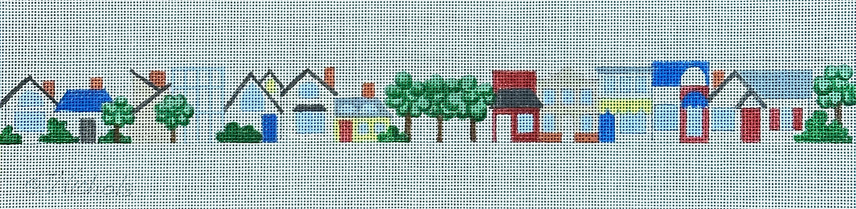 Jane Nichols Needlepoint Street Scene Belt Needlepoint Canvas