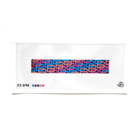 Jeni Sandberg B Letter Pink Orange and Blue Key Fob Needlepoint Canvas