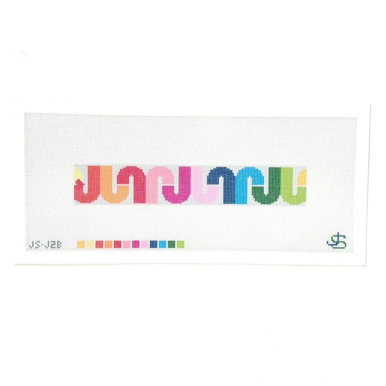 Jeni Sandberg Needlepoint J Letter Rainbow Key Fob Needlepoint Canvas