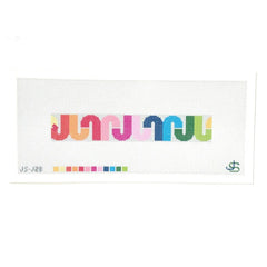 Jeni Sandberg Needlepoint J Letter Rainbow Key Fob Needlepoint Canvas