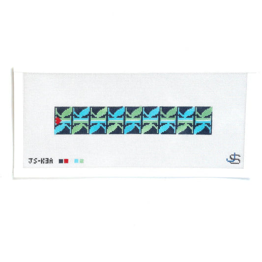 Jeni Sandberg Needlepoint K Letter Blue and Green Key Fob Needlepoint Canvas
