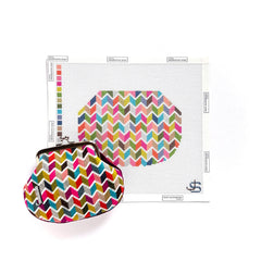 Jeni Sandberg Needlepoint Chevron Stripe Kiss Lock Bag Needlepoint Canvas