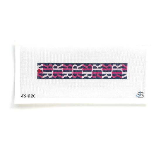 Jeni Sandberg Needlepoint R Letter Pink and Blue Key Fob Needlepoint Canvas