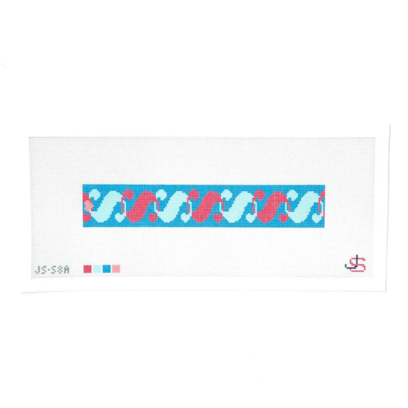Jeni Sandberg Needlepoint S Letter Turquoise and Coral Key Fob Needlepoint Canvas
