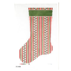 Jeni Sandberg Needlepoint French Stripe Stocking Needlepoint Canvas - Red