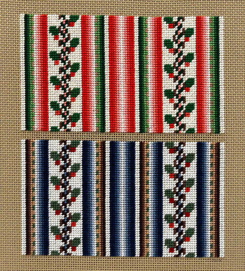 Jeni Sandberg Needlepoint French Stripe Stocking Needlepoint Canvas - Red