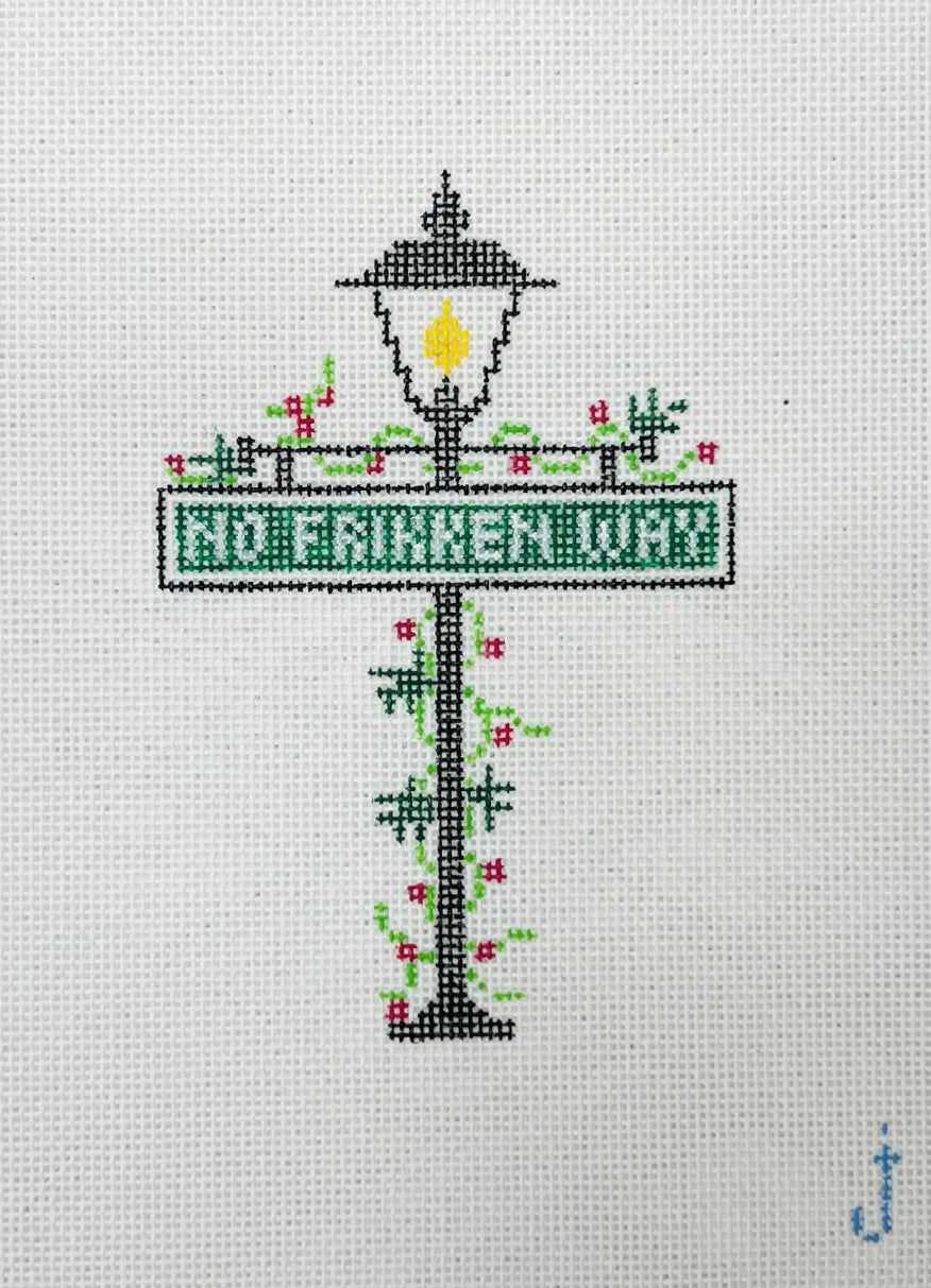 Jessica Tongel Designs Cheeky Lamppost Needlepoint Canvas - No Frikken Way