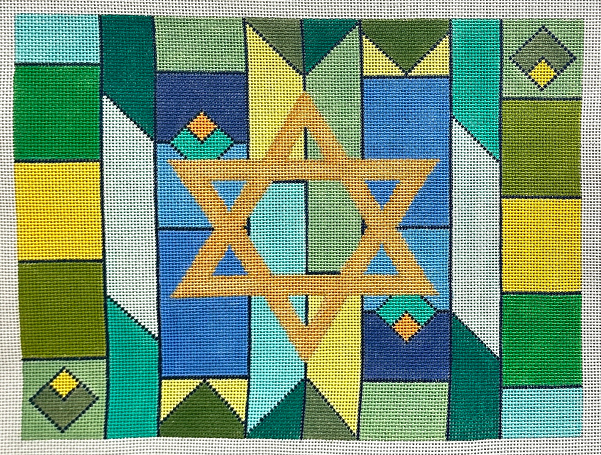 Judaic Designs by Tonya Geometric Background Tallis Bag Needlepoint Canvas