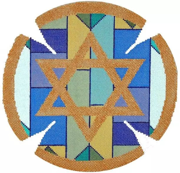 Judaic Designs by Tonya Geometric Background Yarmulke Needlepoint Canvas