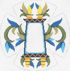 Judaic Designs by Tonya Torah Vines Blue Yarmulke Needlepoint Canvas