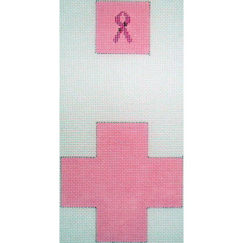 Julia's Needleworks Pink Ribbon Hinged Box Needlepoint Canvas