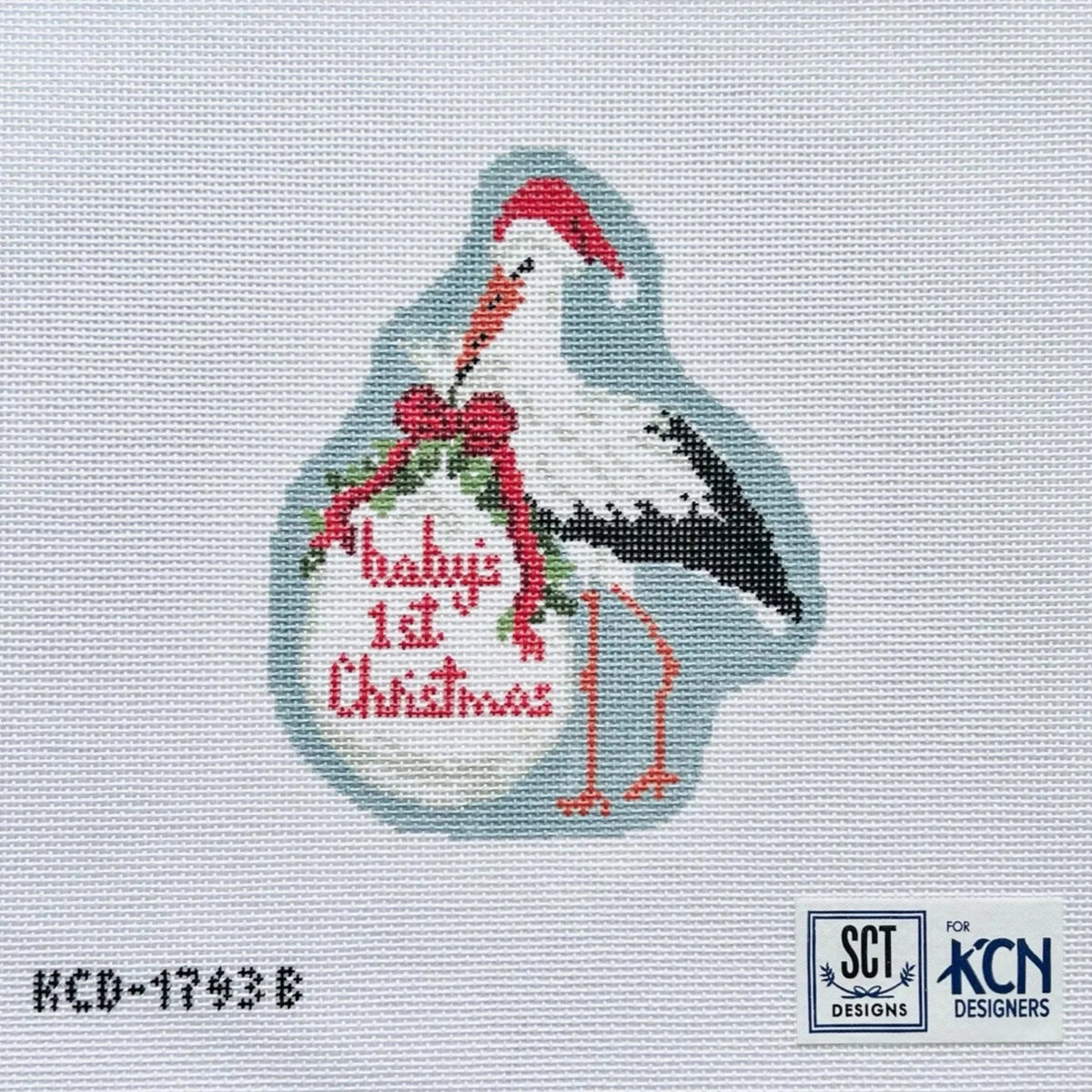KCN Designers Baby's First Christmas Stork Needlepoint Canvas - Blue