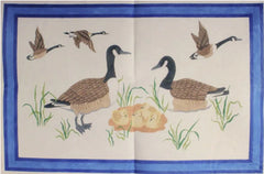 Kate Dickerson Needlepoint Collections Canada Goose Family Rug Wall Hanging Needlepoint Canvas