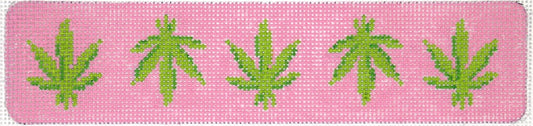 Kate Dickerson Needlepoint Collections Weed Leaves Cuff in Pink and Green Needlepoint Canvas