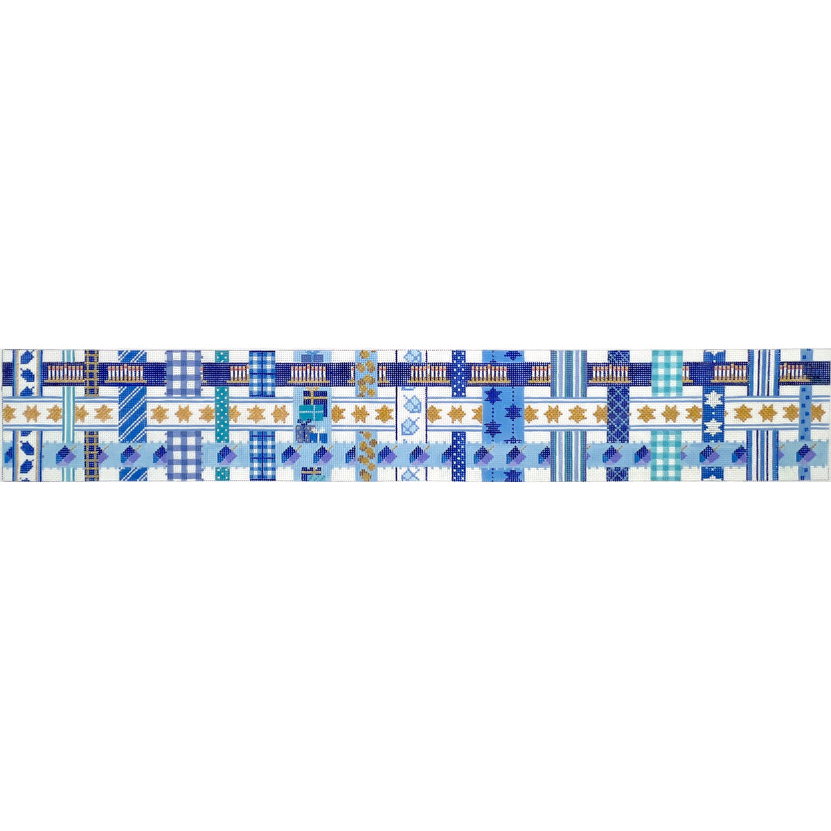 Kate Dickerson Needlepoint Collections Hanukkah Basket - Woven Ribbons Needlepoint Canvas