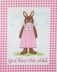 Kate Dickerson Needlepoint Collections Kelly Rightsell God Bless This Child Bunny in Pink Needlepoint Canvas