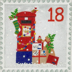 Kate Dickerson Needlepoint Collections Klara Hawkins Advent Stamp #18 English Letter Box Needlepoint Canvas