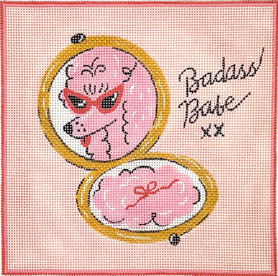 Kate Dickerson Needlepoint Collections Krissy Mast Badass Babe Poodle Compact Needlepoint Canvas