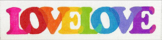 Kate Dickerson Needlepoint Collections Large Lovelove Overlapping Letters in Rainbow Colors Needlepoint Canvas