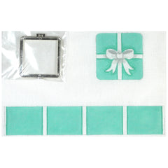 Kate Dickerson Needlepoint Collections Limoges Box Small Square Teal Box with White Bow Silver Clasp Needlepoint Canvas