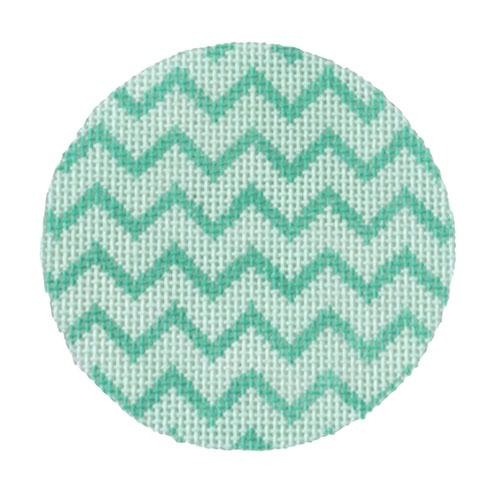 Kate Dickerson Needlepoint Collections Bright Disk Letter in Turquoise Zig Zag Needlepoint Canvas