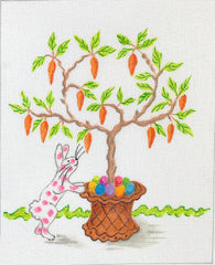 Kate Dickerson Needlepoint Collections Jilly Walsh Bunny With Tree & Easter Eggs Needlepoint Canvas