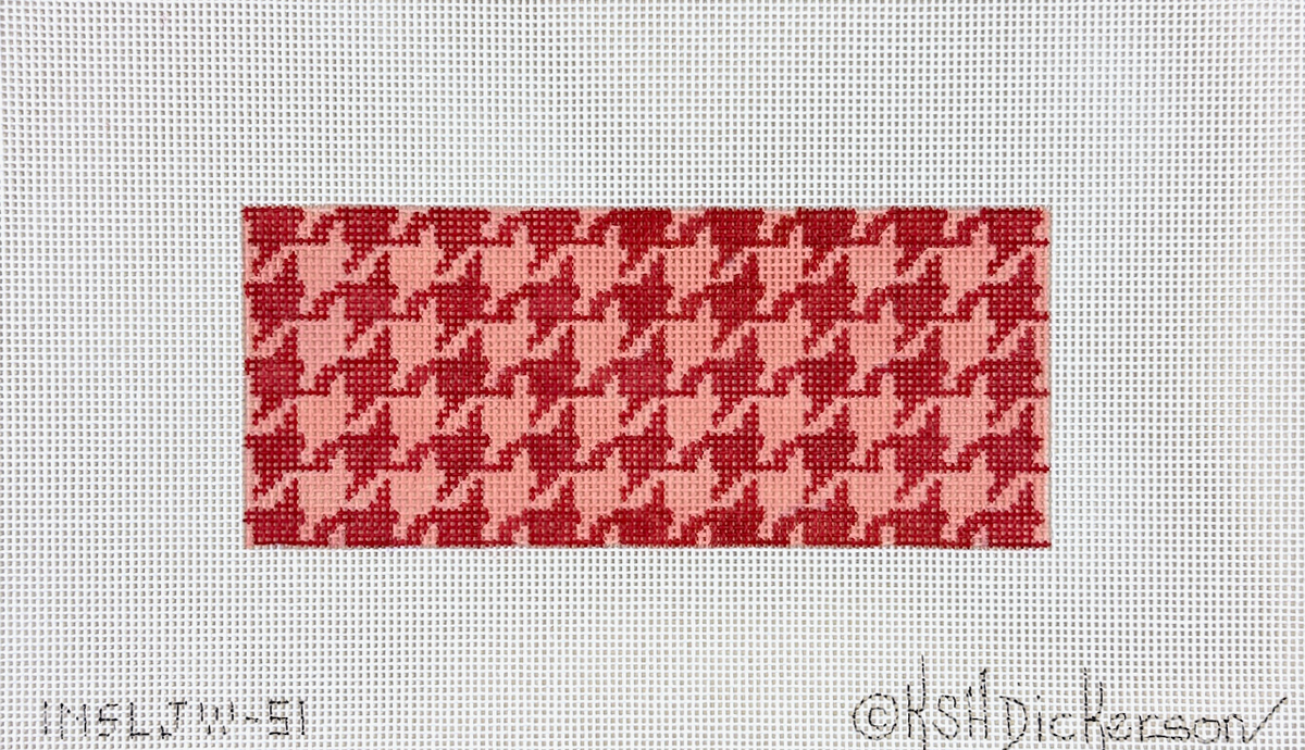 Kate Dickerson Needlepoint Collections Houndstooth Insert in Red & Nantucket Red Needlepoint Canvas - 6 x 2.5