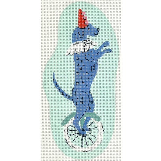 Kate Dickerson Needlepoint Collections Krissy Mast Circus Dog: Dalmatian Riding a Unicycle Needlepoint Canvas