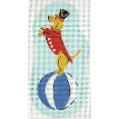 Kate Dickerson Needlepoint Collections Krissy Mast Circus Dog: Terrier Standing on a Beach Ball Needlepoint Canvas