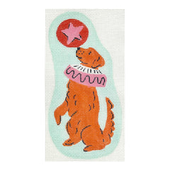 Kate Dickerson Needlepoint Collections Krissy Mast Circus Dog: Golden Balancing a Ball Needlepoint Canvas