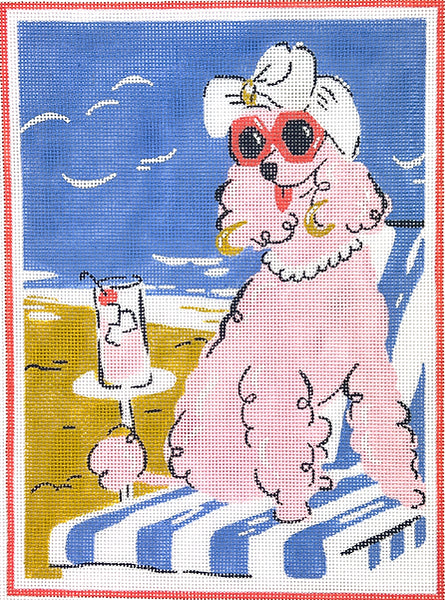 希少 beauty:beast 金魚刺繍パンツ 2000SSコレクション Glam Beach Poodle Needlepoint Canvas from Kate Dickerson