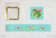 Kate Dickerson Needlepoint Collections Limoges Box Large Square Frog with Lily Pads Gold Clasp Needlepoint Canvas