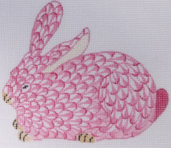 Kate Dickerson Needlepoint Collections Mini Herend Crouching Bunny Needlepoint Canvas - Pink