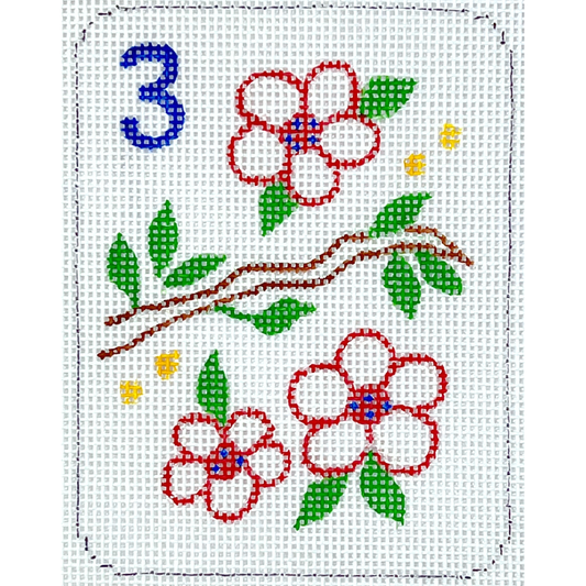 Kate Dickerson Needlepoint Collections Mini Mahjong Tile Flowers & Branch Needlepoint Canvas