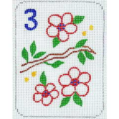 Kate Dickerson Needlepoint Collections Mini Mahjong Tile Flowers & Branch Needlepoint Canvas