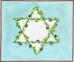 Kate Dickerson Needlepoint Collections Olive Branch Star of David Tallis Bag Needlepoint Canvas