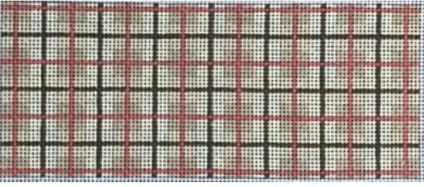 Kate Dickerson Needlepoint Collections Plaid Insert in Tan Brown and Nantucket Red Needlepoint Canvas - 6 x 2.5