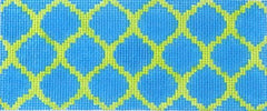 Kate Dickerson Needlepoint Collections Quatrefoils Insert in Blue on Lime Needlepoint Canvas - 3.5 x 2.5
