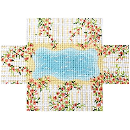 Kate Dickerson Needlepoint Collections Rose Picket Fence with Beach Brick Needlepoint Canvas