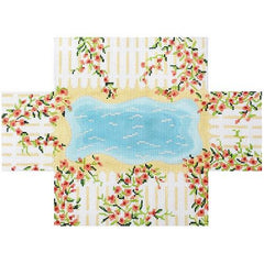 Kate Dickerson Needlepoint Collections Rose Picket Fence with Beach Brick Needlepoint Canvas