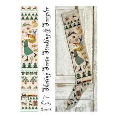 Kathy Barrick Skating Santa Stocking and Sampler Cross Stitch Pattern