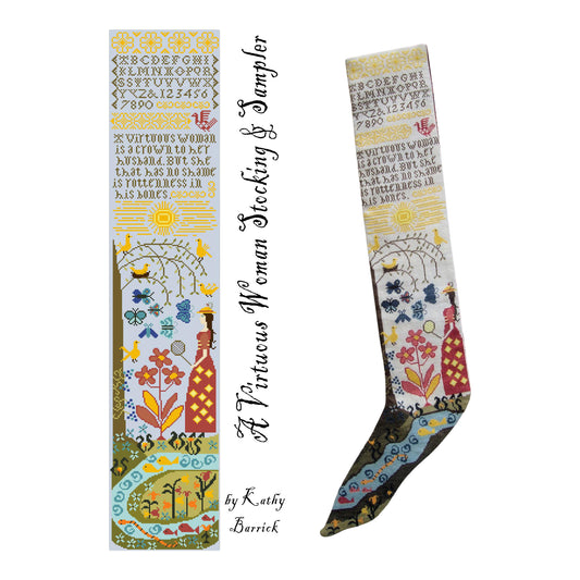 Kathy Barrick Virtuous Woman Stocking and Sampler Cross Stitch Pattern