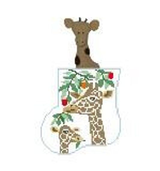 Kathy Schenkel Designs Giraffes in Tree Mini Stocking Needlepoint Canvas