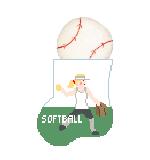 Kathy Schenkel Designs Softball Girl Mini Stocking Needlepoint Canvas